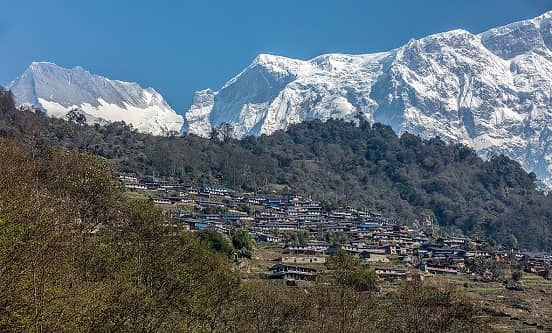Siklesh village with Annapurna in the background.
