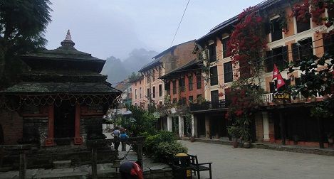 The Bandipur tour with Newari style houses and temple.