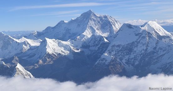 Mt Everest from mountain flight in 7 day Nepal tour.