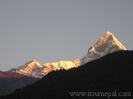 Mt. Fishtail of Annapurna at sunset