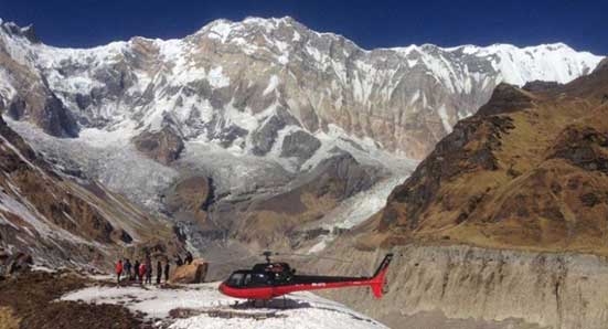 Helicopter day trip to Annapurna base camp.