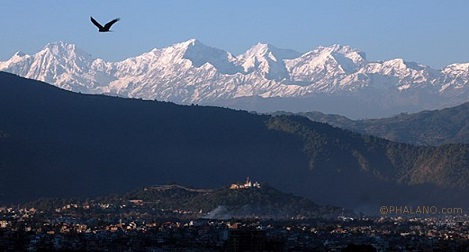 Himalayan range seen from south Kathmandu.