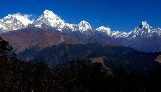 Annapurna and Dhaulagiri range seen from Mohare danda.