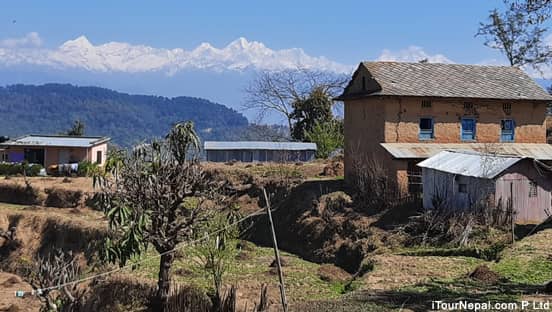 Hiking around Kathmandu with view of the Himalayas