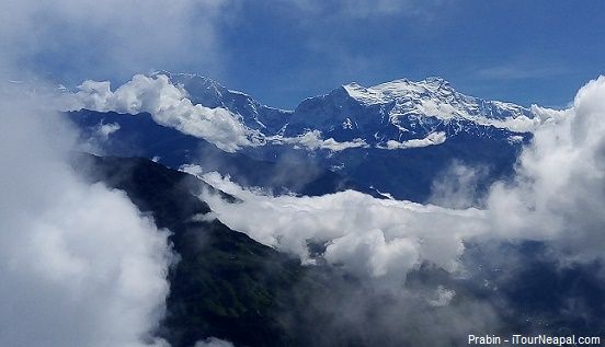 Annapurna seen amid clouds in July