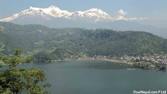 Phewa Lake and Pokhara valley seen from world peace pagoda hike