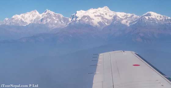 Himalayan peaks seen from Kathmandu Pokhara flight
