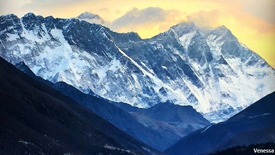 Mt Everest and Lhotse seen from Tengboche monastery