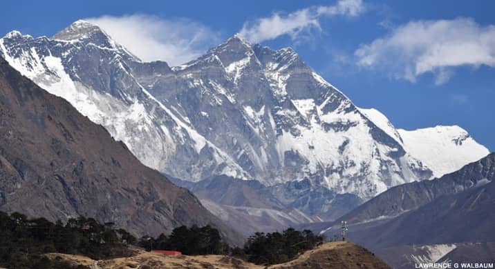Trekker watching Mt Everest from Syangboche.
