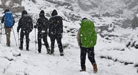 Trekkers rescued from the snow strom triggered by cyclone Montha