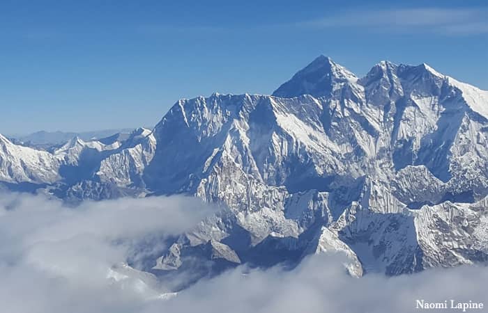 Mt Everrest seen from mountain flight