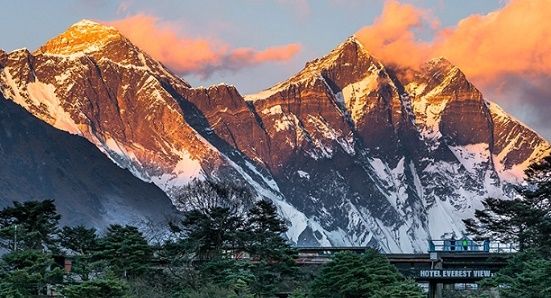 Everest view from luxury lodge in Everest national park.