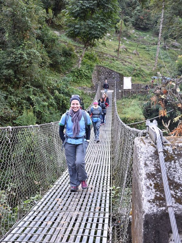 Suspension bridge on the trail to Ghorepani