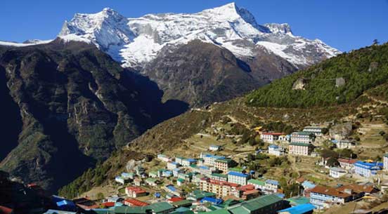 Namche bazaar at 3,440 m on the way to Everest base camp